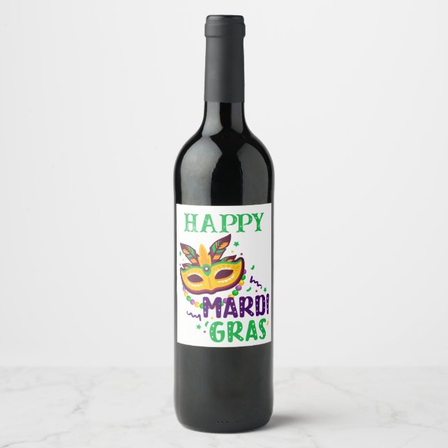 Étiquette Pour Bouteilles De Vin Étiquette de vin Mardi Gras (Devant)