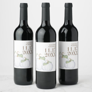 Étiquette Pour Bouteilles De Vin Étiquette de vin Mariage blanc Citrouille personna