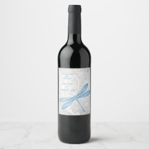 Étiquette Pour Bouteilles De Vin Étiquette de vin Mariage de Dragonfly bleu