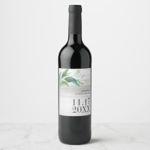 Étiquette Pour Bouteilles De Vin Étiquette de vin Mariage de feuille vert rustique 