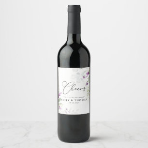 Étiquette Pour Bouteilles De Vin Étiquette de vin Mariage de lavande de verdure pou