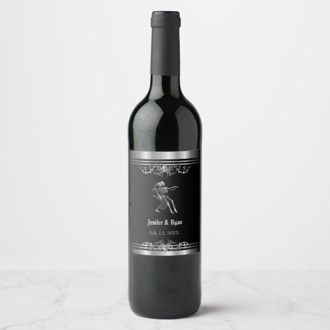 Étiquette Pour Bouteilles De Vin Étiquette de vin Mariage d'Halloween (Devant)