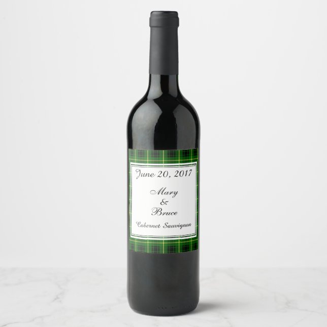 Étiquette Pour Bouteilles De Vin Étiquette de vin Mariage écossais MacArthur (Devant)