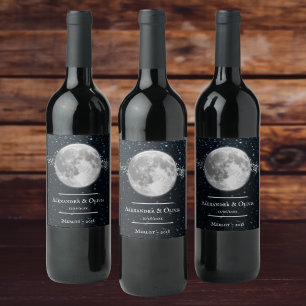 Étiquette Pour Bouteilles De Vin Étiquette de vin Mariage lunaire