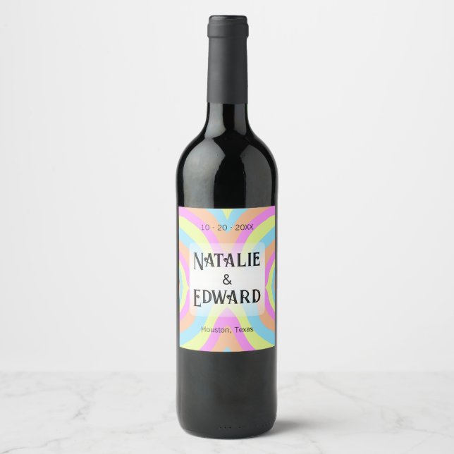 Étiquette Pour Bouteilles De Vin Étiquette de vin Mariage moderne (Devant)