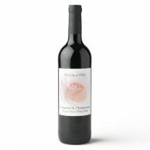 Étiquette de vin mariage Peach Pink Rosebud