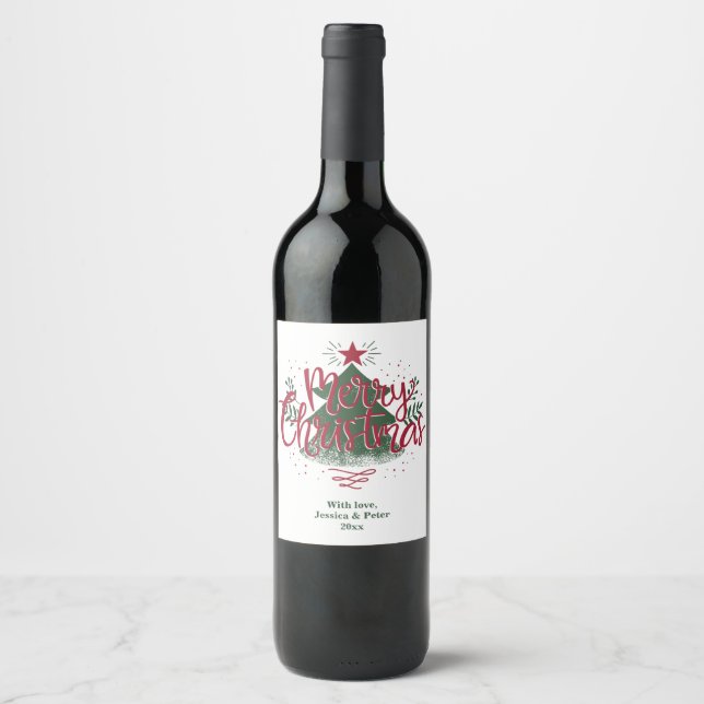 Étiquette Pour Bouteilles De Vin Étiquette de vin Minimal Joyeux Noël (Devant)