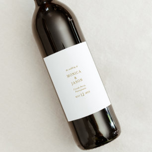 Étiquette Pour Bouteilles De Vin Étiquette de vin minimaliste or classique Mariage
