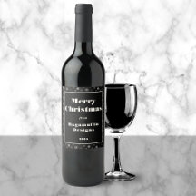 Étiquette de vin moderne de Noël noir pour entrepr