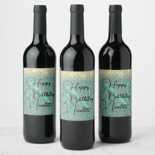 Étiquette Pour Bouteilles De Vin Étiquette de vin Monogram Glittery