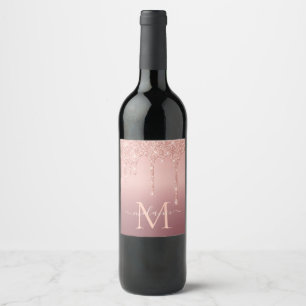 Étiquette Pour Bouteilles De Vin Étiquette de vin or rose avec lettre personnalisée