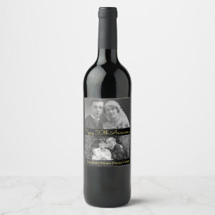 Étiquette Pour Bouteilles De Vin Étiquette de vin personnalisé Happy 50th Anniversa