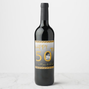 Étiquette Pour Bouteilles De Vin Étiquette de vin personnalisé Happy 50th Anniversa