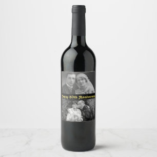 Étiquette Pour Bouteilles De Vin Étiquette de vin personnalisé Happy 50th Anniversa