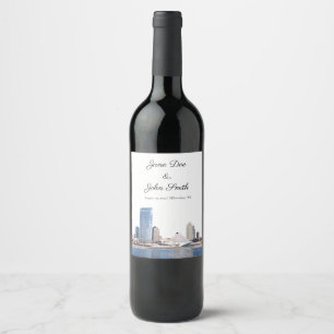 Étiquette Pour Bouteilles De Vin Étiquette de vin personnalisé Milwaukee Skyline