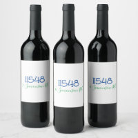 Étiquette de vin personnalisée avec code postal et