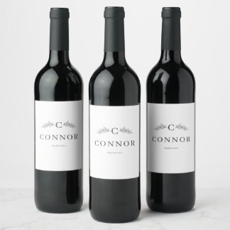 Étiquette Pour Bouteilles De Vin Étiquette de vin personnalisée avec monogramme du