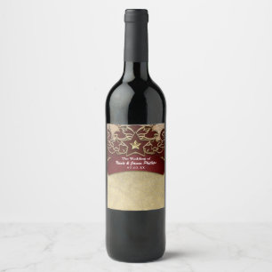 Étiquette Pour Bouteilles De Vin Étiquette de vin personnalisée Burgundy & Gold Car
