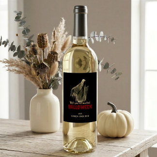 Étiquette Pour Bouteilles De Vin Étiquette de vin personnalisée Halloween Black Gho