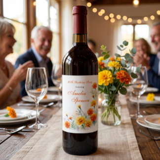 Étiquette Pour Bouteilles De Vin Étiquette de vin pour anniversaire marquant Fleur