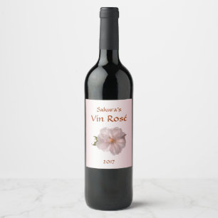Étiquette Pour Bouteilles De Vin Étiquette de vin rose cerisier Sakura