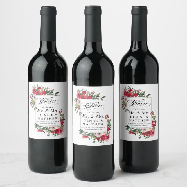 Étiquette Pour Bouteilles De Vin Étiquette de vin Rose sauvage (Bouteilles)