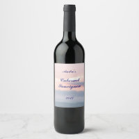 Étiquette de vin Sky Sunset rose et bleu