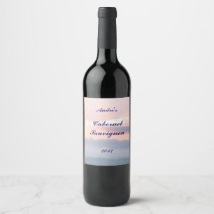 Étiquette Pour Bouteilles De Vin Étiquette de vin Sky Sunset rose et bleu