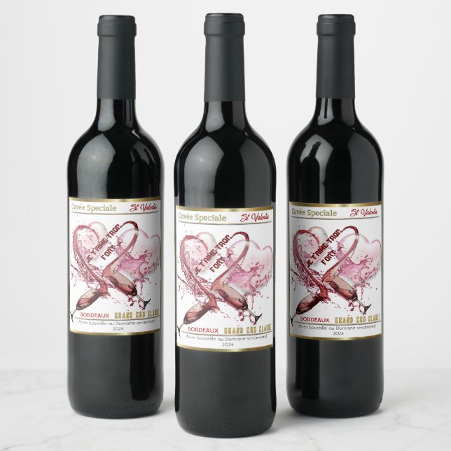 Étiquette Pour Bouteilles De Vin Étiquette de vin. St Valentin (Bouteilles)