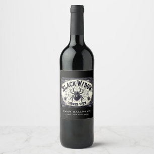 Étiquette Pour Bouteilles De Vin Étiquette de vin Toile d'Araignée Veuve Noire Soir