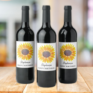Étiquette Pour Bouteilles De Vin Étiquette de vin Tournesol Personnalisée