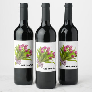 Étiquette Pour Bouteilles De Vin Étiquette de vin Tulipe Rose