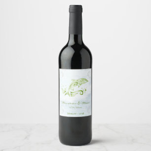 Étiquette Pour Bouteilles De Vin Étiquette de vin vert Mariage dauphin