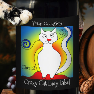 Étiquette Pour Bouteilles De Vin Étiquette de vin Your Occasion Crazy Cat Lady