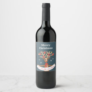 Étiquette Pour Bouteilles De Vin Étiquette du vin de Noël Reindeer