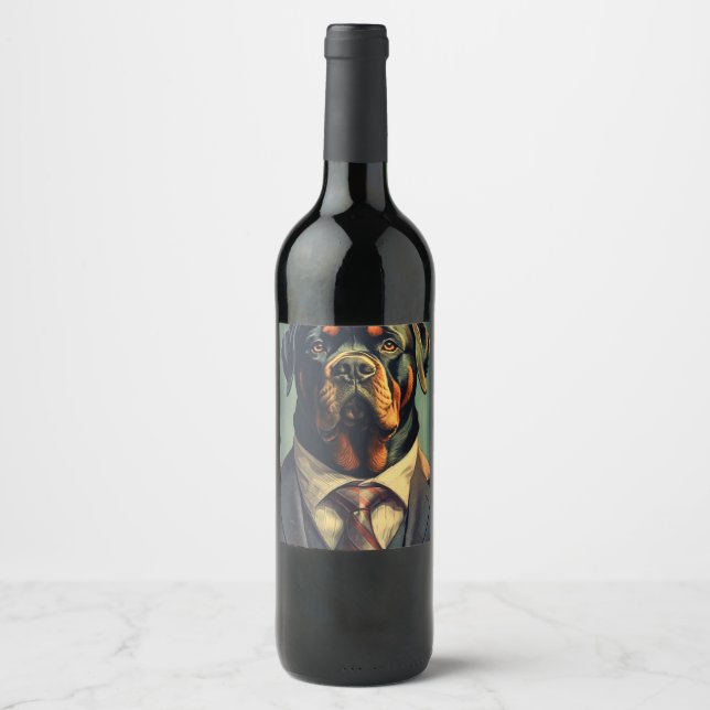 Étiquette Pour Bouteilles De Vin Étiquette du vin du président Rottweiler (Devant)