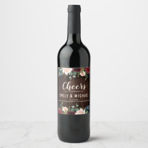 Étiquette Pour Bouteilles De Vin Étiquette mariage en bois de la marine rouge de Bo