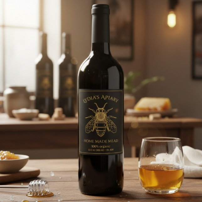 Étiquette Pour Bouteilles De Vin Étiquette personnalisée de vin de miel brassé à la (Créateur téléchargé)