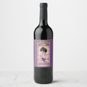 Étiquette Pour Bouteilles De Vin Étiquette vintage de vin de champange de femme