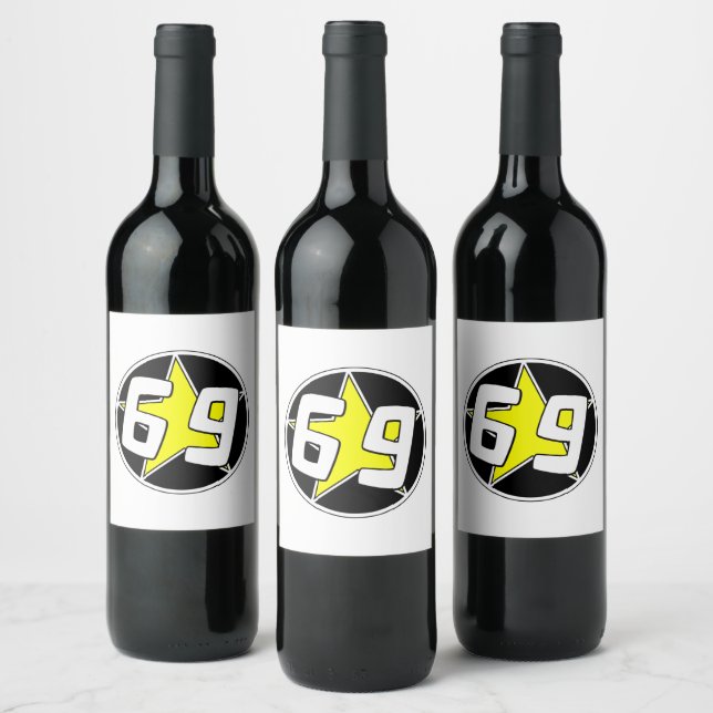 Étiquette Pour Bouteilles De Vin Étoile jaune 69 (Bouteilles)