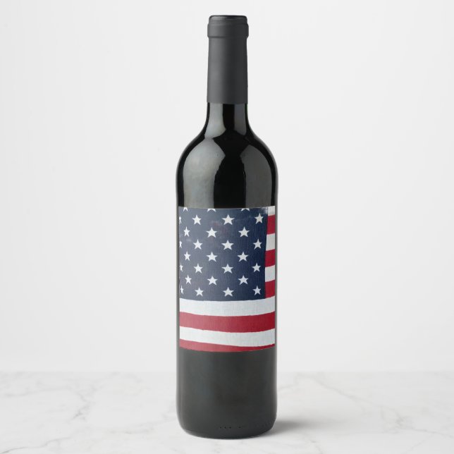 Étiquette Pour Bouteilles De Vin Étoiles et bandes (Devant)