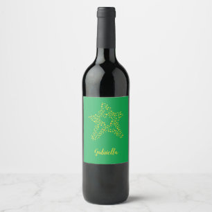 Étiquette Pour Bouteilles De Vin étoiles jaunes en étoile sur vert