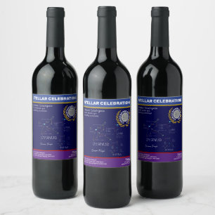 Étiquette Pour Bouteilles De Vin Étoiles triangulaires d'été de l'hémisphère Nord