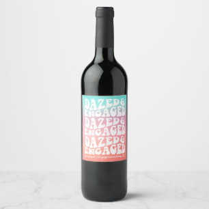 Étiquette Pour Bouteilles De Vin Étourdie et fiancée Fête Rétro Rose Aqua