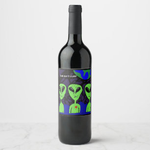 Étiquette Pour Bouteilles De Vin êtres Aliens art spatial