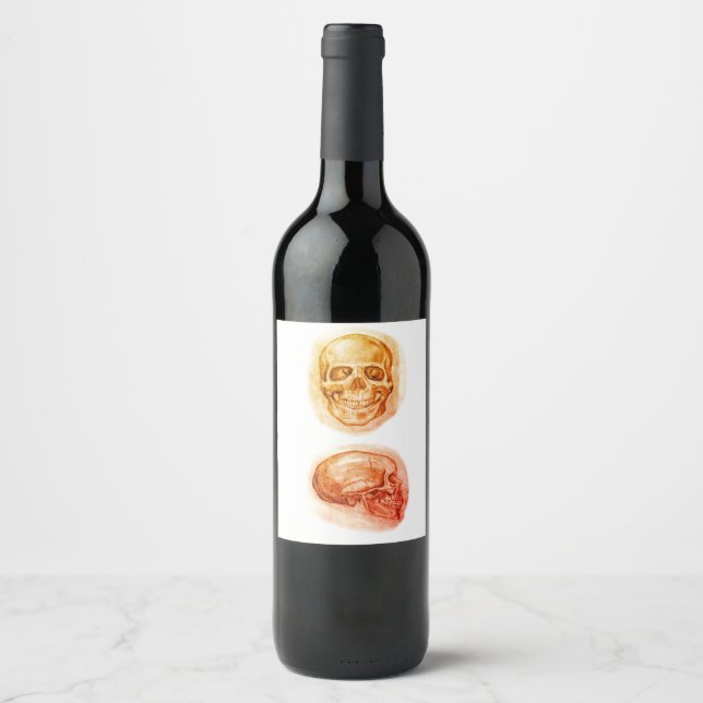 Étiquette Pour Bouteilles De Vin Étude au graphite crâne Label (Devant)