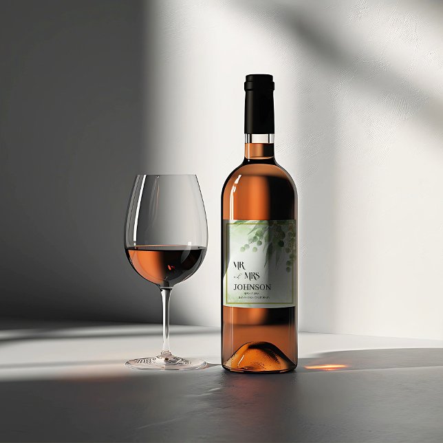 Étiquette Pour Bouteilles De Vin Eucalyptus Green Folio vin de la fête (Créateur téléchargé)