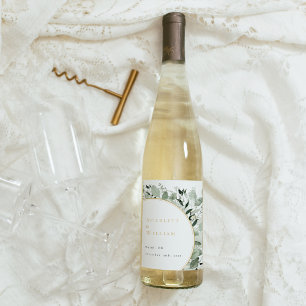 Étiquette Pour Bouteilles De Vin Eucalyptus Green Sage Gold Mariage vert