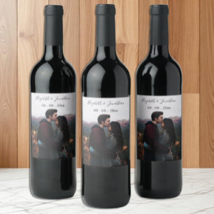 Étiquette Pour Bouteilles De Vin Événement de mariage avec photo personnalisée