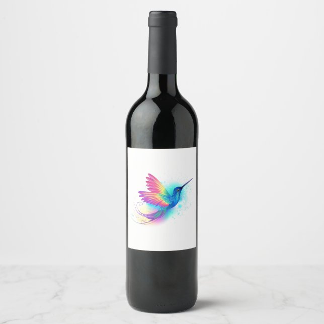 Étiquette Pour Bouteilles De Vin Exotic Rainbow Hummingbird (Devant)
